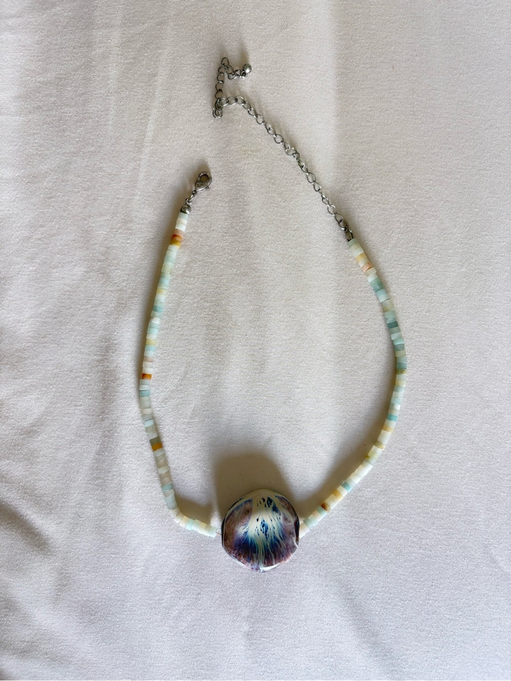 Free People Pastel Bead Necklace with Multicolored Pendant
